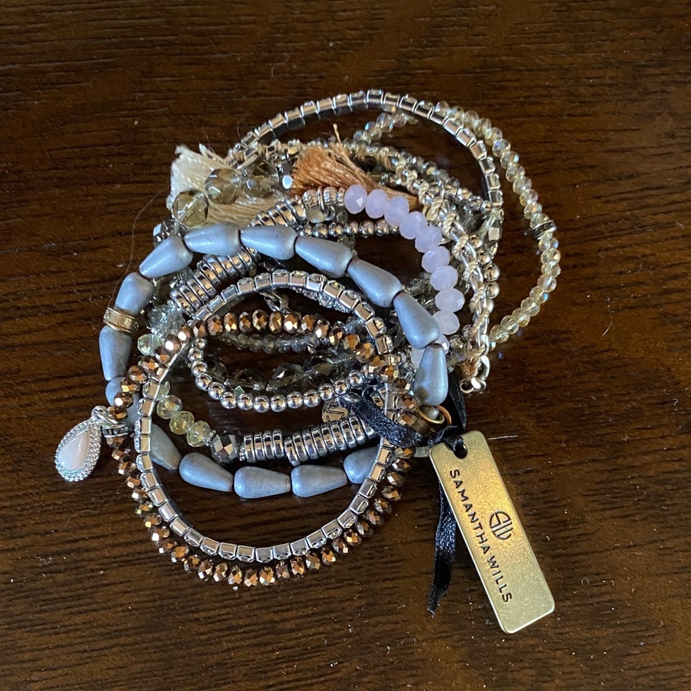 Samantha Wills Elegant Blue, Silver and Gold Bracelet Set